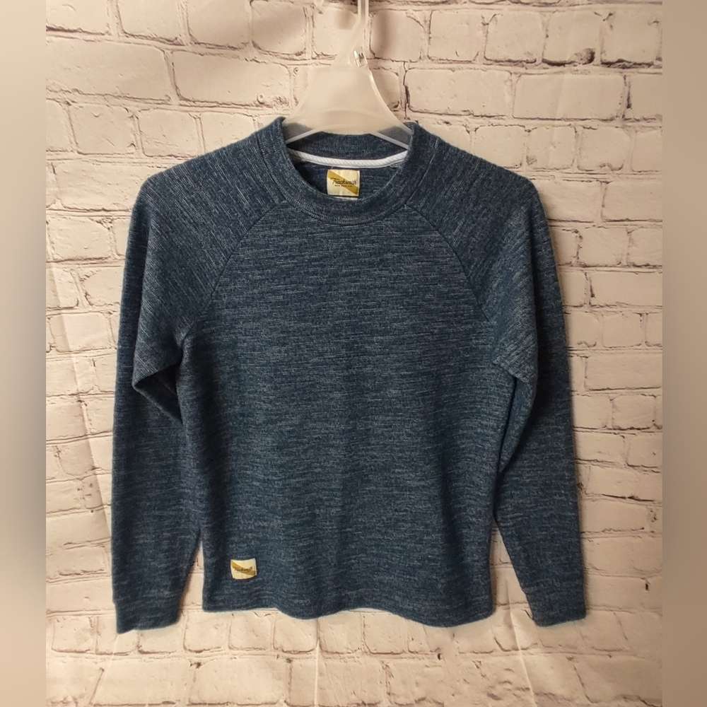 Tracksmith Mens Rapid Transit Crew Merino Wool Sweatshirt Small Heather Blue